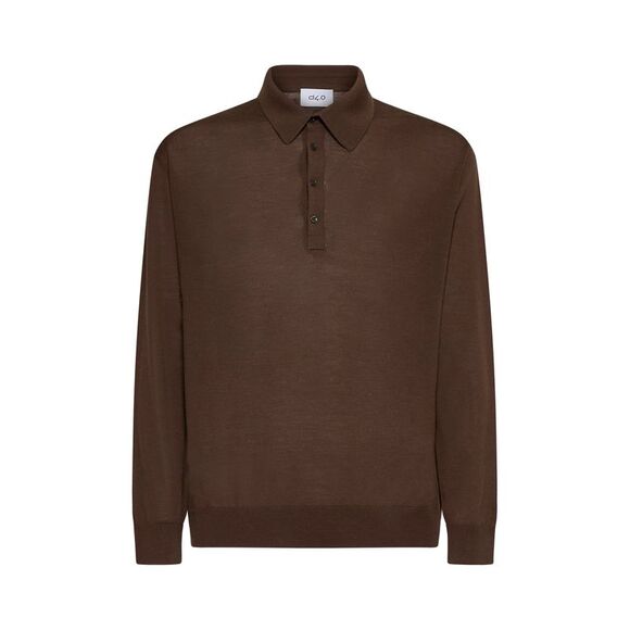 D 4.0 Men Brown Virgin Wool Knit Polo Shirt